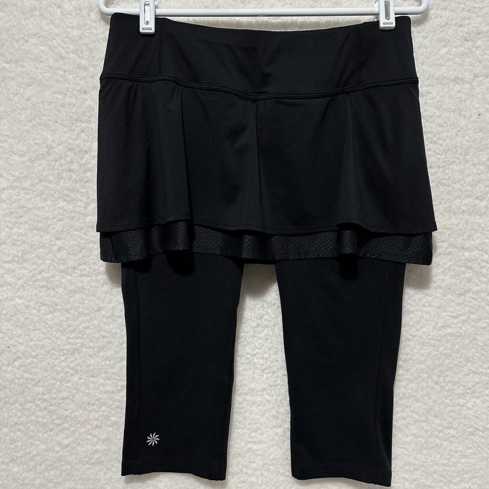 Athleta Women's Dynamic Duo Knicker, Black 2 in 1‎ Skirted Capri Size Medium